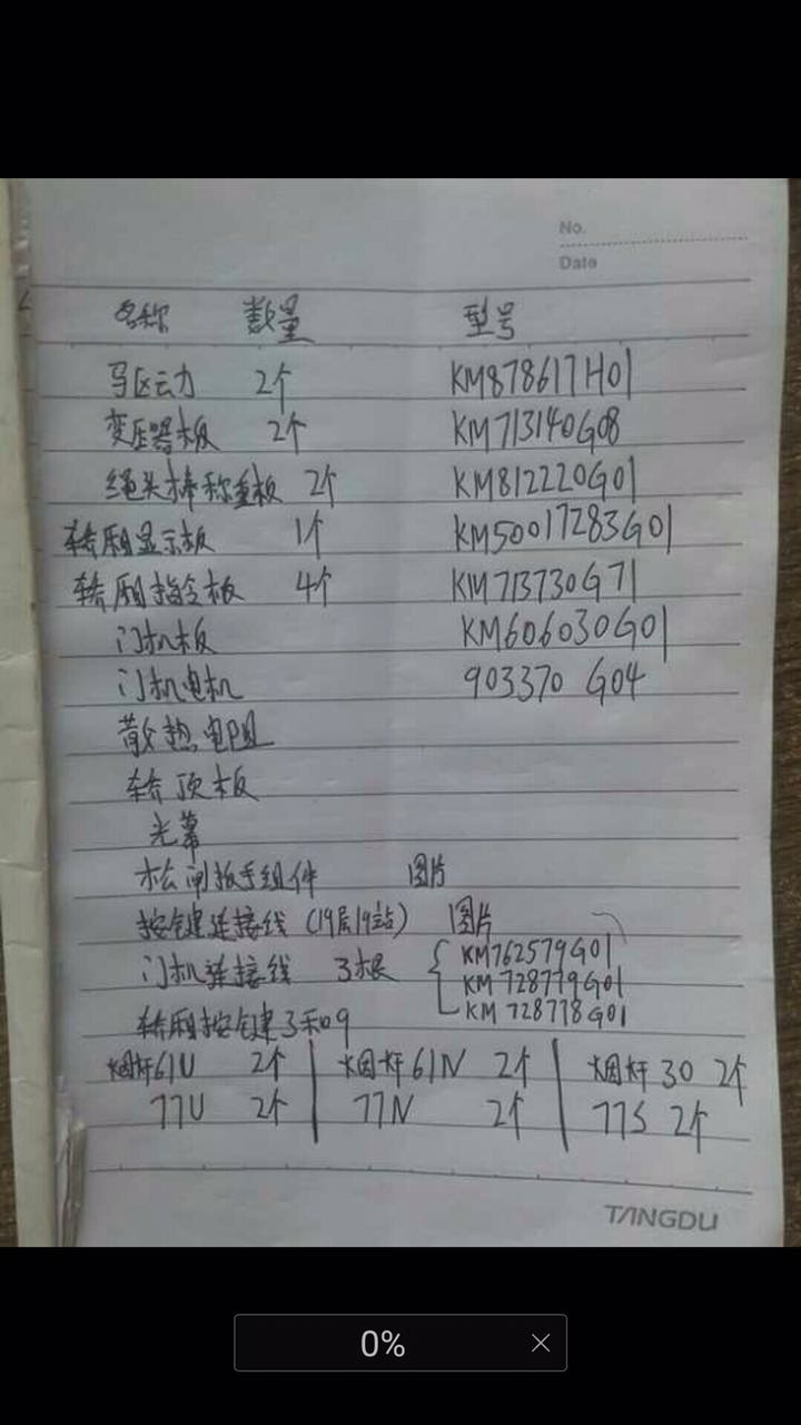 所需一批通力配件